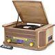 9-in-1 Retro Vintage Dab Bluetooth Wooden Radio Record Player (mk1 Light Wood)