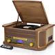 9-in-1 Retro Vintage Dab Bluetooth Wooden Radio Record Player With Speakers