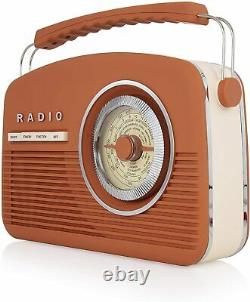 Akai A60010VDABBO Portable Retro Vintage Style DAB Radio in Burnt Orange New