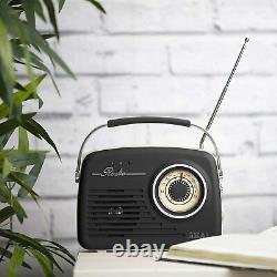 Akai A60010VDABB Portable Retro Vintage Style DAB Radio in Black Brand New