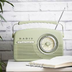 Akai A60010VDABSG Portable Retro Vintage Style DAB Radio in Sage Green New