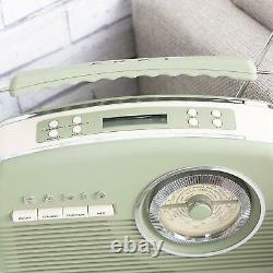 Akai A60010VDABSG Portable Retro Vintage Style DAB Radio in Sage Green New