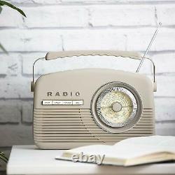 Akai A60010VDABT Portable Retro Vintage Style DAB Radio in Taupe Brand New
