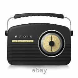 Akai Retro Portable Radio Black Digital Dab Am/fm Bluetooth Alarm Clock Vintage