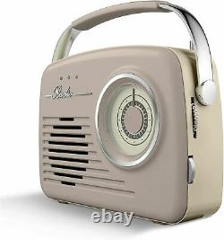 Akai Retro Portable Radio Taupe Digital Dab Am/fm Alarm Clock Vintage Usb Sd