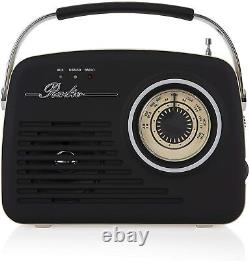 Akai Vintage Radio 50`s Style Retro Portable AM/FM Black Mains/Battery USB SD