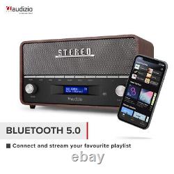 Audizio Corno Retro Portable DAB+ Radio with Bluetooth, FM Tuner, Alarm Grey