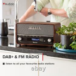 Audizio Corno Retro Portable DAB+ Radio with Bluetooth, FM Tuner, Alarm Grey