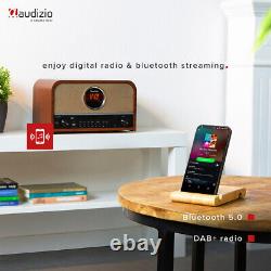 Audizio Salerno Retro DAB+ Radio with CD Player, Bluetooth, USB & Alarm Clock
