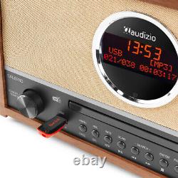 Audizio Salerno Retro DAB+ Radio with CD Player, Bluetooth, USB & Alarm Clock