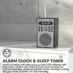Azatom DAB DAB+ Digital FM Radio Speaker Alarm Clock Retro Wood Foxton Black