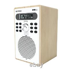 Azatom DAB DAB+ Digital FM Radio Speaker Alarm Clock Retro Wood Foxton (R)