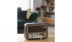 Bush Classic Super Retro Bluetooth DAB FM Radio with Alarm Mains Powered Brown