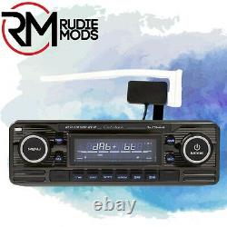 Car radio with CD, DAB + and Bluetooth Retro Look Black Chrome RCD120DAB-BT-B