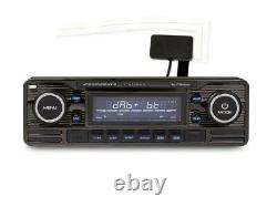 Classic Look Car radio with CD, DAB + and Bluetooth Retro Look Black Chrome