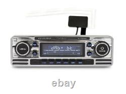 Classic Look Car radio with CD, DAB + and Bluetooth Retro Look Chrome