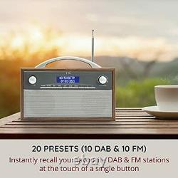 DAB/DAB+ & FM Radio Stereo Speaker, Retro Style Digital Radio Mains or Battery