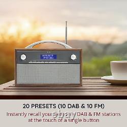 DAB/DAB+ & FM Radio Stereo Speaker, Retro Style Digital Radio Mains or Battery P