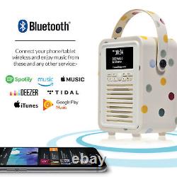 DAB DAB+ Radio Bluetooth FM & Alarm Retro Mini by VQ Emma Bridgewater Polka Dot