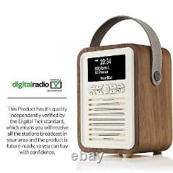 DAB DAB+ Radio Bluetooth Speaker FM & Alarm Retro Mini by VQ Walnut