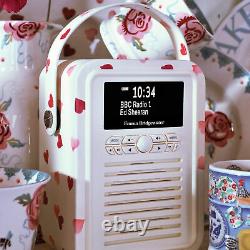 DAB+ Radio Bluetooth FM Alarm Retro Mini by VQ Emma Bridgewater Pink Heart