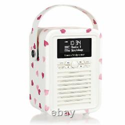 DAB+ Radio Bluetooth FM Alarm Retro Mini by VQ Emma Bridgewater Pink Hearts