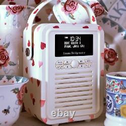 DAB+ Radio Bluetooth FM Alarm Retro Mini by VQ Emma Bridgewater Pink Hearts