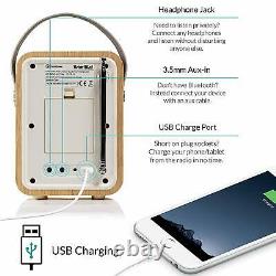 DAB+ Radio Bluetooth Portable Speaker FM & Alarm Retro Mini by VQ Oak