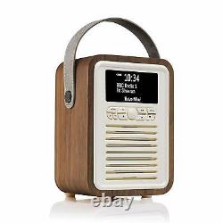 DAB+ Radio Bluetooth Portable Speaker FM & Alarm Retro Mini by VQ Walnut