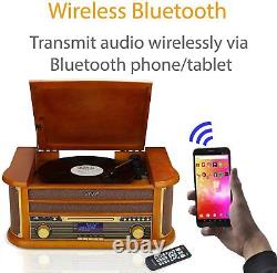 DAB Retro Record Player Turntable Bluetooth CD Player & USB MRD-51BT