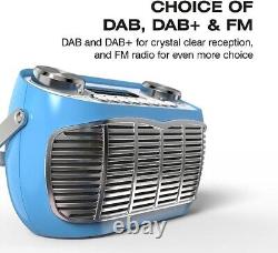 DETROIT DAB Radio Alarm Clock Bedside Mains Powered/Battery DAB/DAB+/FM Retro