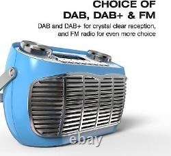 DETROIT DAB Radio Alarm Clock Bedside Mains Powered Or Battery DAB/DAB+/FM Retro