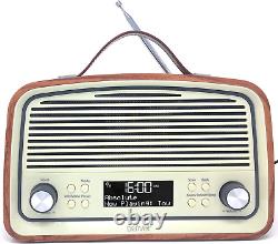 Denver DAB-38 Retro DAB/DAB+ Digital & FM Portable Radio Alarm Clock Battery/M