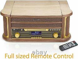 Denver MRD-51BT Light Wood DAB Retro Record Player Turntable Music Centre With C