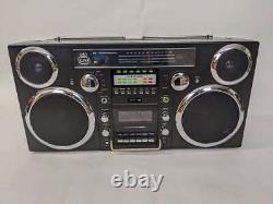 GPO Brooklyn Portable 1980s Retro Music System Boombox Black RRP 249.00 lot H856