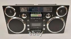 GPO Brooklyn Portable 1980s Retro Music System Boombox Black RRP 249 lot H1850