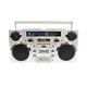 Gpo Brooklyn Portable Boombox Silver/chrome Retro Cd Player Dab+ Fm Radio