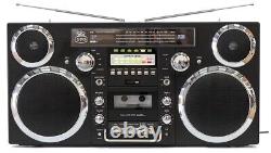 GPO Brooklyn Portable Retro Music System Boombox Black RRP 249.00 lot GDDBNCD