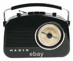 Konig 50's 60's Retro Design Round Dial Table Radio Black