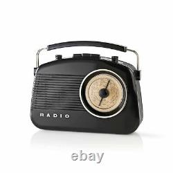 Konig 50's 60's Retro Design Round Dial Table Radio Black