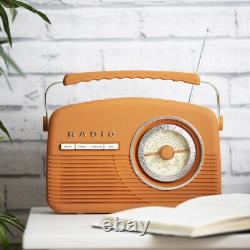 NEW Akai Portable Retro Vintage Style DAB Radio in Orange Mains or Battery