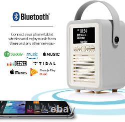 Portable Bluetooth Retro Mini DAB Radio Alarm Clock FM Music 3.5mm Headphone