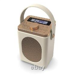 Portable DAB+ Radio with Bluetooth Retro Digital Radio, Battery & Cream
