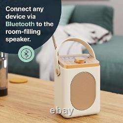 Portable DAB+ Radio with Bluetooth Retro Digital Radio, Battery & Cream