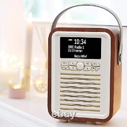 Portable Retro Mini FM DAB Radio & Bluetooth Alarm Clock Battery Power Classic