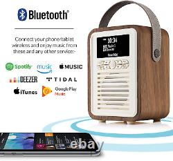 Portable Retro Mini FM DAB Radio & Bluetooth Alarm Clock Battery Power Classic