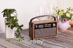 Premium Vintage DAB / FM Radio Wireless Speaker Bedside Alarm Clock w