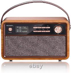 RETRO Vintage DAB/FM Radio Bluetooth Speaker & Remote Bed Alarm Clock USB Card
