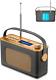 Retro Dab/dab+ Fm Wireless Portable Radio With Usb Rechargeable Battery And Blue