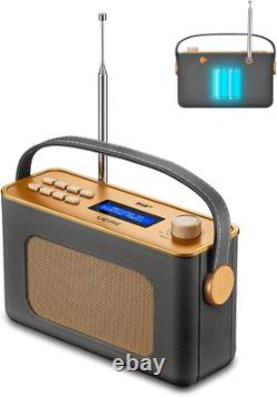 Retro DAB/DAB+ FM Wireless Portable Radio with USB Rechargeable Battery and Blue